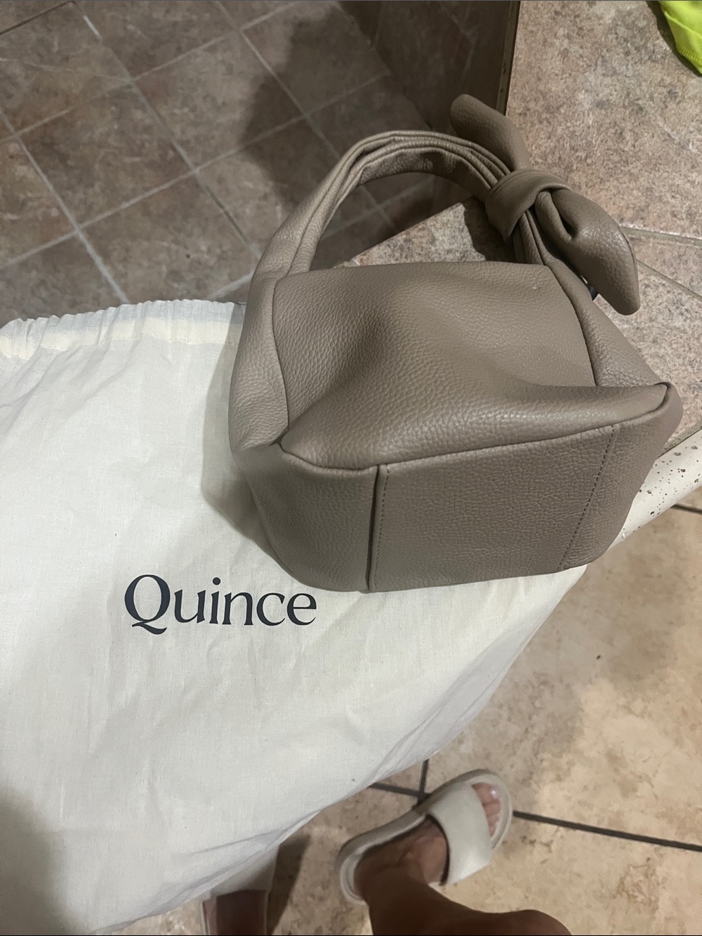 Quince Taupe Knot-Handle Mini Bag